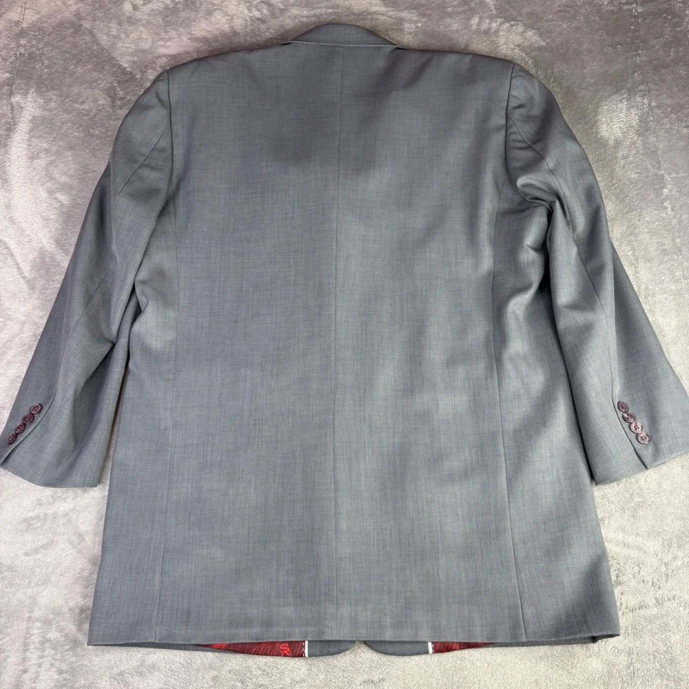 Stacy Adams Blazer‎ Mens 44R Grey 4-Button Peak Lapel Superlative 150s Lining
